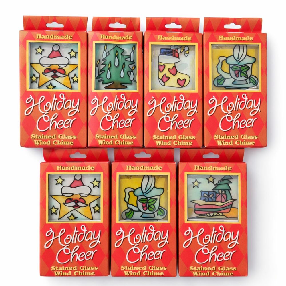 Lot of 7 Vintage Holiday Cheer Glass Ornaments - New Old Stock Retro Christmas